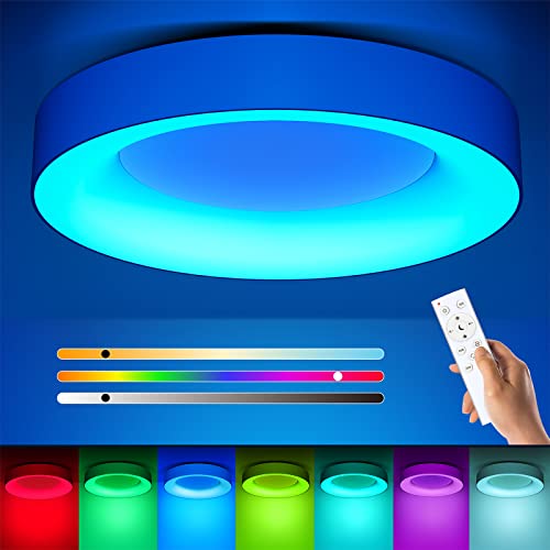 Matane LED Deckenleuchte RGB Dimmbar 24W, Deckenlampe mit Fernbedienung, Lampen Farbwechsel 3000K-6500K für Wohnzimmer Schlafzimmer Kinderzimmer Küche Badezimmer Rund 28cm von Matane