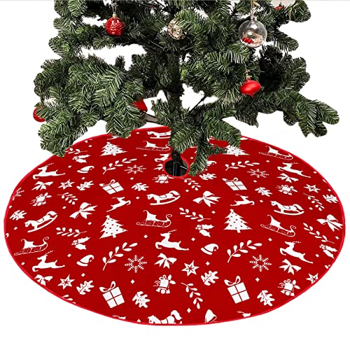 Mateju Weihnachtsbaum Rock Weihnachtsbaumdecke Schneeflocke Groß Tannenbaum Unterlage Rund Christbaumdecke Christbaumständer Teppich Baumdecke für Weihnachtsdeko Neujahr Party (Rentier,90cm) von Mateju