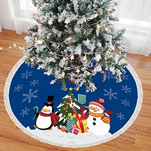 Mateju Weihnachtsbaum Tassel Rock Weihnachtsbaumdecke Rund Decke Christbaumdecke Christbaumständer Teppich Baumdecke Weihnachtsbaum Deko für Weihnachten Neujahr Party (blau,48inch) von Mateju