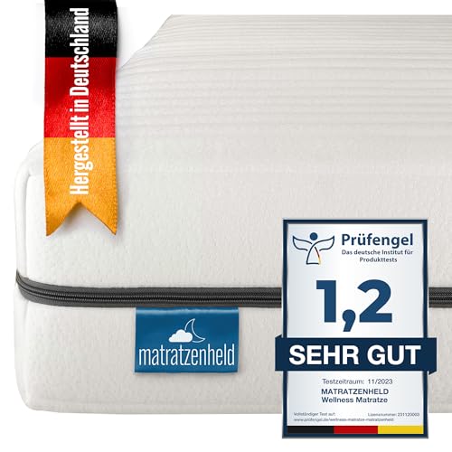 Matratzenheld Wellness Matratze | Made in Germany | Orthopädische 7-Zonen Kaltschaummatratze | produziert in Deutschland | Härtegrad 2 (H2) 0-80 kg | Öko-Tex Zertifiziert | Höhe 18cm | 100 x 200cm von Matratzenheld