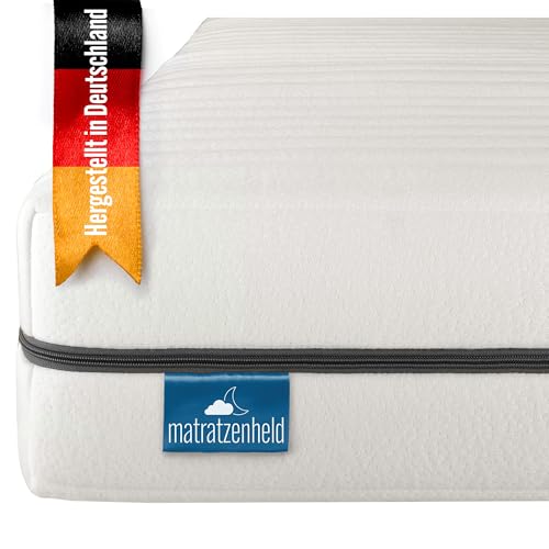 Matratzenheld Wellness Matratze | Made in Germany | Orthopädische 7-Zonen Kaltschaummatratze | produziert in Deutschland | Härtegrad 2 (H2) 0-80 kg | Öko-Tex Zertifiziert | Höhe 18cm | 90 x 190cm von Matratzenheld