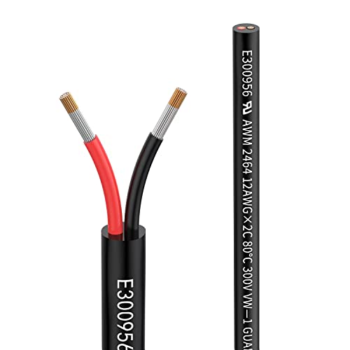 12awg 2×3,3mm² Elektrischer Draht Kabel 2 adrig Verlängerungskabel 5m UL2464 5V/12V/24V/300V Sauerstofffreies mehrlitziges verzinntes Kupferkabel Landschafts Draht Kabel LED Lampen im Automobil von Matugajp