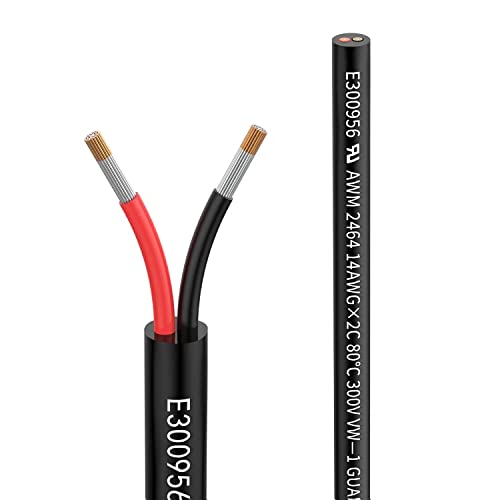 14awg 2×2,0mm² Elektrischer Draht Kabel 2 adrig Verlängerungskabel 5m UL2464 5V/12V/24V/300V Sauerstofffreies mehrlitziges verzinntes Kupferkabel Landschafts Draht Kabel LED Lampen im Automobil von Matugajp