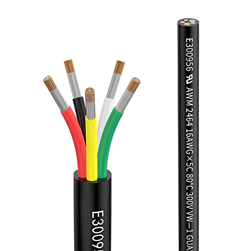 16awg 5×1,3mm² 2meter Elektrischer Draht Kabel 5 adrig Verlängerungskabel UL2464 5V/12V/24V/300V Sauerstofffreies mehrlitziges verzinntes Kupferkabel Landschafts Draht LED Lampen Automobil von Matugajp