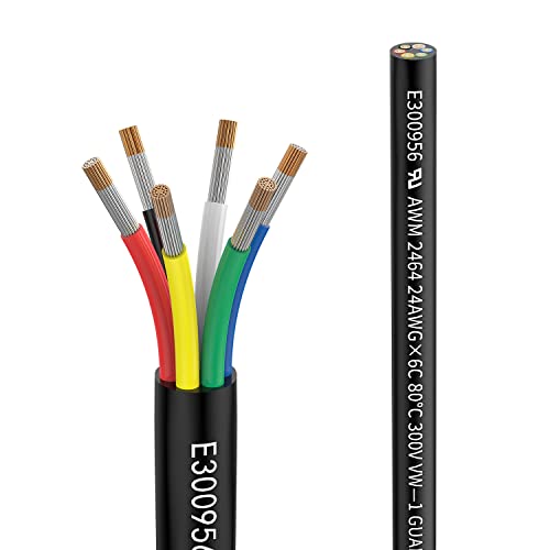 24awg 6×0,2mm² 5meter Elektrischer Draht Kabel 6 adrig Verlängerungskabel UL2464 5V/12V/24V/300V Sauerstofffreies mehrlitziges verzinntes Kupferkabel Landschafts Draht LED Lampen Automobil von Matugajp