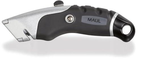 MAUL Cuttermesser MAULexpert 18 mm | Professioneller Cutter aus Aluminium mit Klingenrückzug | Scharfes Teppichmesser inklusive 5 Ersatzklingen | Sicherheitscutter für DIY Projekte | Schwarz von Maul