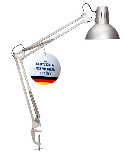 Maul Schreibtischlampe MAULstudy, Design Klemmleuchte Metall, Exklusive Leuchtmittel, Silber, 8230595, 1 Stück von Maul