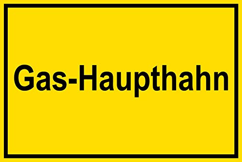 Schild für Gas- und Heizungsanlagen - Gas-Haupthahn - Kunststoff Selbstklebend - 20 x 30 cm von Max Systems