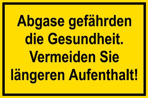 Warnschild aus Aluminium - Abgase gefährden die Gesundheit. Vermeiden Sie längeren Aufenthalt! -- 45 X 30 cm von Max Systems