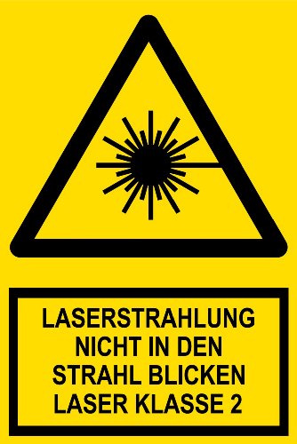 Warnschild aus Aluminium - Laserstrahlung Nicht in den Strahl blicken Laser Klasse II -- 30 x 45 cm von Max Systems