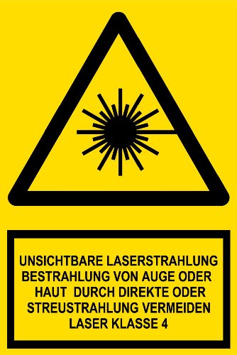 Warnschild aus Aluminium - Unsichtbare Laserstrahlung Bestrahlung von Auge oder Haut durch direkte oder Streustrahlung vermeiden Laser Klasse 4 -- 20 x 30 cm von Max Systems