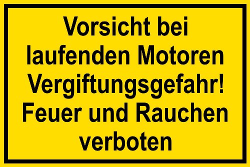 Warnschild aus Aluminium - Vorsicht bei laufenden Motoren Vergiftungsgefahr -- 30 X 20 cm von Max Systems