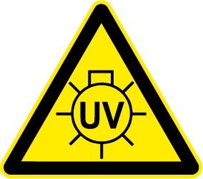 Warnschild aus Kunststoff - UV Strahlung - Schenkellänge 10 cm von Max Systems