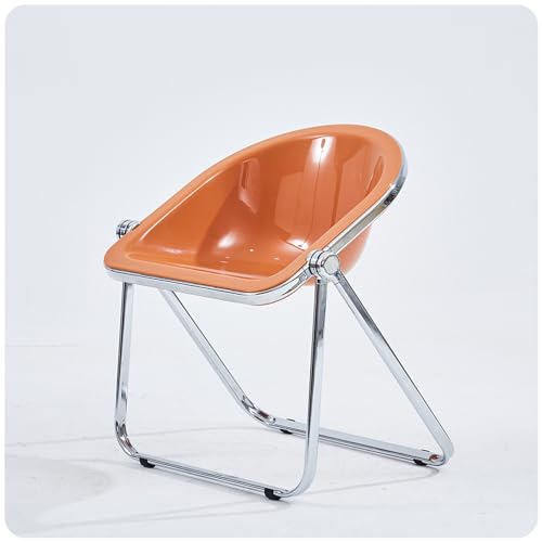 Maxbetip Acryl-Klappstuhl, tragbar, leicht, handelsüblicher Klappstuhl mit Metallrahmen, ergonomische Rückenlehne (Color : Orange) von Maxbetip