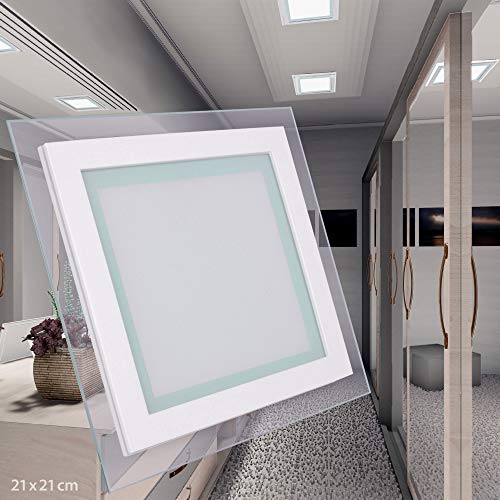 max K O M F O R T LED Panel 18W ECKIG quadratisch warmweiß Glasrand leuchtend Einbaustrahler Einbauleuchte Deckenstrahler Deckenleuchte Deckenlampe Ultraslim Slim EEK: A von max K O M F O R T