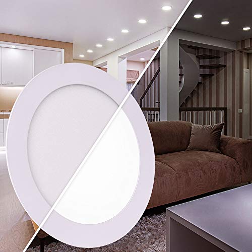 Maxkomfort LED Panel 18W rund flach ultraslim neutralweiß Einbaustrahler Spot Einbauspot Deckenleuchte Weiß von Maxkomfort