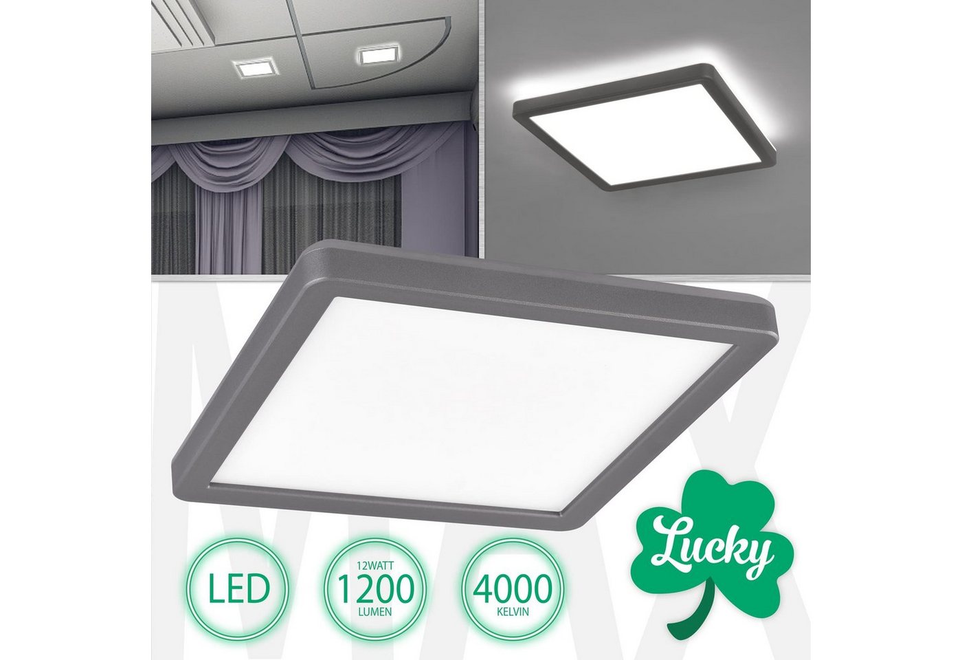 Maxkomfort LED Deckenleuchte Lucky, LED fest integriert, Tageslichtweiß, Neutralweiß, Deckenleuchte, Wandleuchte, Deckenlampe, Wandlampe, LED von Maxkomfort