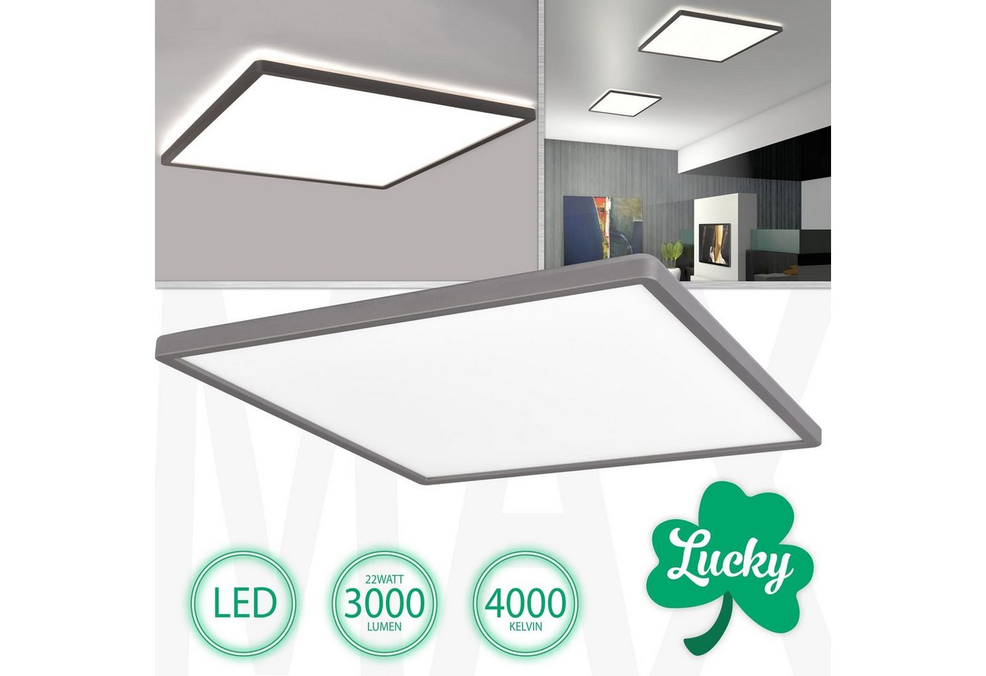 Maxkomfort LED Deckenleuchte Lucky, LED fest integriert, Tageslichtweiß, Neutralweiß, Deckenleuchte, Wandleuchte, Deckenlampe, Wandlampe, LED von Maxkomfort