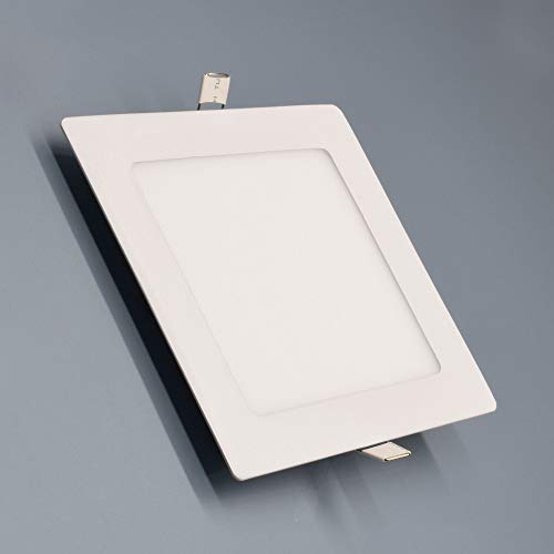 max K O M F O R T LED Panel 12W warmweiß quadratisch Deckenleuchte Einbaustrahler Deckenleuchte Spot Einbauspot ULTRASLIM Slim flach Weiß Lampe Leuchte von max K O M F O R T