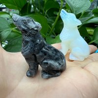 2 "Kristall Wolf Schnitzerei, Heulender Figur, Handgeschnitzter Edelstein, Krafttier, Kristallgeschenk, Reiki-Heilung, Innendekoration, Großverkauf von MayDiyJewelry