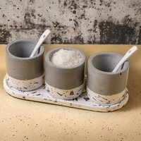 Beton Und Terrazzo Jar Set Von 4, Töpfe Mit Tablett, Kitchen Decor, Einzigartiges Handmade Kitchenlover Neues Zuhause Geschenk, Kerzenhalter von MaydaStudios