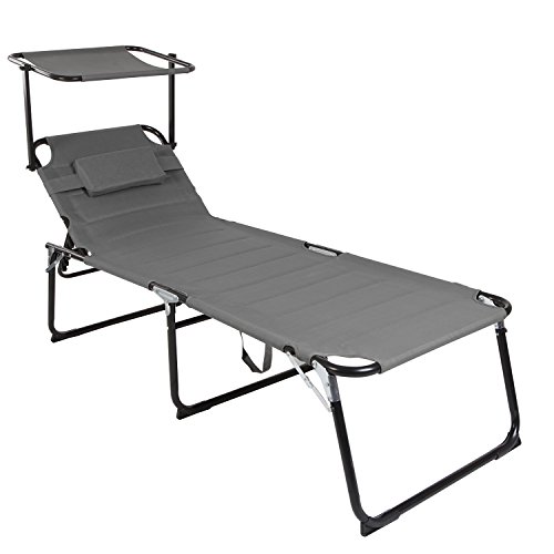 FineHome Klappbare XXL Gartenliege Sonnenliege Relaxliege Liege Aluminium mit Kissen gepolstert anthrazit L200xB70xH45/95cm Belastbar bis 150kg FineHome Klappbare XXL Gartenliege Sonnenliege Relaxliege Liege Aluminium mit Kissen gepolstert anthrazit L200xB70xH45/95cm Belastbar bis 150kg von Mcties