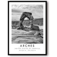 Arches Reisedruck, Utah Poster, Schwarz-Weiß-Druck, Einzigartige Wandkunst, Minimalistisch, Wohndekoration, Nationalpark A1/A2/A3/A4/A5 von MeAndKatePrints