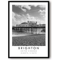 Brighton Reisedruck, Poster, Einzigartiges Wandkunst-Dekor, Schwarz-Weißes Wohndekor, England Brighton, Beliebter Druck A1/A2/A3/A4/A5 von MeAndKatePrints