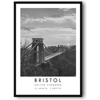 Bristol Reisedruck, Poster, Einzigartiges Wanddekor, Schwarzweißes Wohndekor, England Bristol, Beliebter Druck A1/A2/A3/A4/A5 von MeAndKatePrints