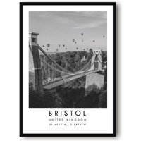 Bristol Reisedruck, Poster, Einzigartiges Wandkunst-Dekor, Schwarz-Weißes Wohndekor, England Bristol, Beliebter Druck A1/A2/A3/A4/A5 von MeAndKatePrints