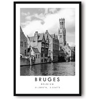Brügge Reisedruck, Poster, Einzigartiges Wandkunst-Dekor, Schwarz-Weißes Wohndekor, Belgien Beliebter Druck A1/A2/A3/A4/A5 von MeAndKatePrints