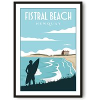 Fistral Beach Reiseposter, Newquay Posterdruck, Cornwall Wandkunst Minimalistisch, Drucke, Drucke Von Cornwall, Beliebter Druck von MeAndKatePrints