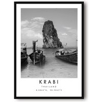 Krabi-Reisedruck, Phuket-Poster, Einzigartiges Wandkunst-Dekor, Schwarz-Weißes Wohndekor, Phuket Thailand, Beliebter Druck A1/A2/A3/A4/A5 von MeAndKatePrints