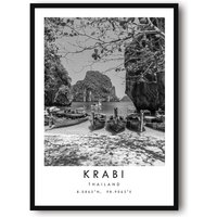 Krabi-Reisedruck, Phuket-Poster, Einzigartiges Wandkunst-Dekor, Schwarz-Weißes Wohndekor, Phuket Thailand, Beliebter Druck A1/A2/A3/A4/A5 von MeAndKatePrints