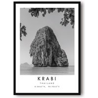 Krabi-Reisedruck, Phuket-Poster, Einzigartiges Wandkunst-Dekor, Schwarz-Weißes Wohndekor, Phuket Thailand, Beliebter Druck A1/A2/A3/A4/A5 von MeAndKatePrints