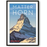 Matterhorn Reiseposter, Alpen Poster, Farbenfroher Druck, Einzigartige Wandkunst, Stadt, Skidruck A1/A2/A3/A4/A5 von MeAndKatePrints