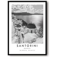 Santorini Reisedruck, Griechenland Poster, Einzigartiges Wandkunst-Dekor, Schwarz-Weißes Wohndekor, Griechenland, Beliebter Druck A1/A2/A3/A4/A5 von MeAndKatePrints