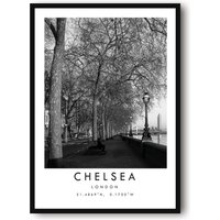 Chelsea-Reisedruck, Chelsea-Poster, Einzigartiges Wandkunst-Dekor, Schwarz-Weißes Wohndekor, Chelsea London, Beliebter Druck A1/A2/A3/A4/A5 von MeAndKatePrints