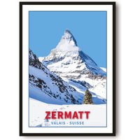 Ski-Reiseposter | Zermatt Skidruck Schweiz Reisedruck Skifahren Wandkunst Gerahmte Drucke A1/A2/A3/A4/A5 von MeAndKatePrints