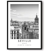 Sevilla-Reisedruck, Sevilla-Poster, Einzigartiges Wandkunst-Dekor, Schwarz-Weißes Wohndekor, Spanien, Barcelona, Beliebter Druck A1/A2/A3/A4/A5 von MeAndKatePrints