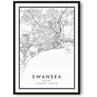 Swansea Karte Druck, Poster Druck Minimalistisch, Drucke Von Swansea, Beliebtes Geschenk, Individuelle A1/A2/A3/A4/A5 von MeAndKatePrints