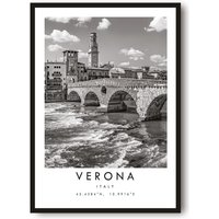 Verona Reisedruck, Italien Poster, Einzigartiges Wandkunst-Dekor, Schwarz-Weiß-Druck, Wohndekoration, Verona, Beliebter Druck A1/A2/A3/A4/A5 von MeAndKatePrints