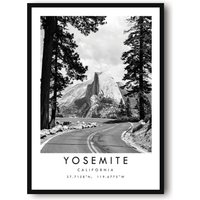 Yosemite Reisedruck, Kalifornien Poster, Schwarz-Weiß-Druck, Wandkunst, Minimalistisch, Wohndekoration, Nationalpark A1/A2/A3/A4/A5 von MeAndKatePrints