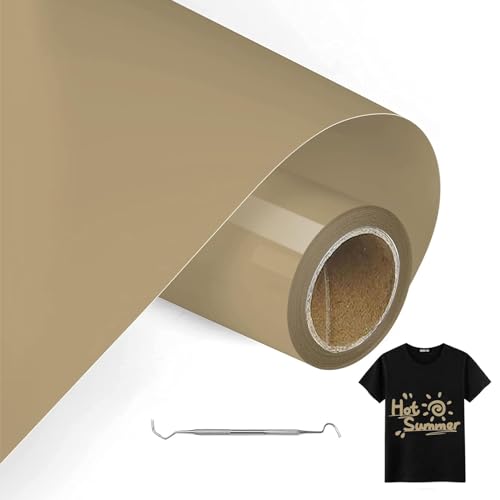 MeYuxg Plotterfolie Textil Gold - 30.5 CM x 6 M Plotterfolie für Textil, Heat Transfer Vinyl für Cricut & Cameo - Einfach zu Schneiden & Entgittern für Flexfolie Plotter Textil Design (Gold) von MeYuxg