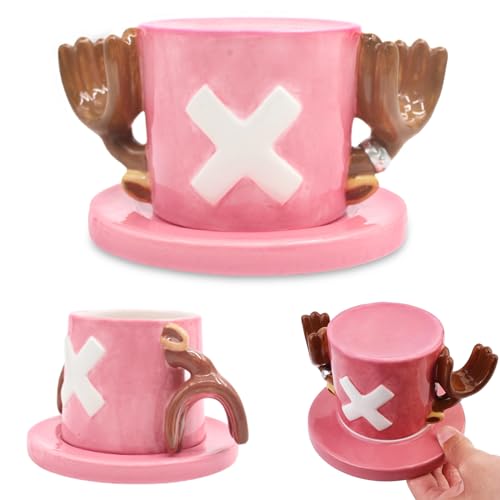 One Piece Anime Tasse, Kreative Keramiktasse, Rosa Chopper's Hat Kaffeetassen, Geschenk für Geburtstag, Weihnachten, Valentinstag, Jubiläum, Mug Cup für Milch, Kaffee, Saft (Chopper) von MeYuxg