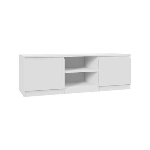 Mebligo TV-Schrank in Weiß, Weiß mit Glanzfinish und Sonoma-Eiche, 120 cm breit – ideal für das Wohnzimmer. von Mebligo