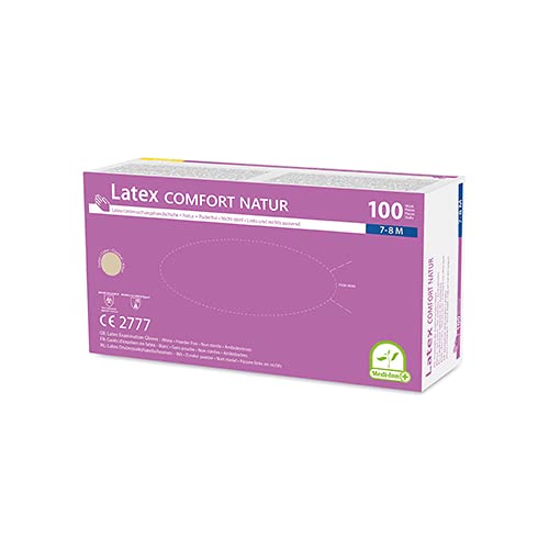 Medi-Inn Latex Comfort Natur Einmalhandschuhe puderfrei (M, 10 x 100 = 1000 Stück) von Medi-Inn+