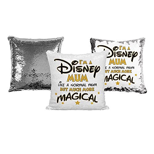 Print Maniacs Disney Mummy Pailletten-Kissen Weihnachten Geburtstag Magic Reveal Swipe Muttertags-Kissen Geschenk (Mam) (Silber, mit Füllung) von Media Replication