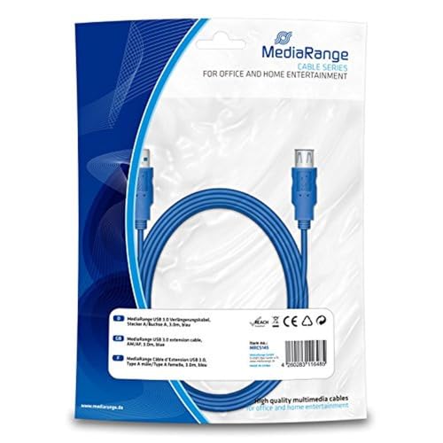 MediaRange MRCS145 USB Kabel, am/Af 3m Version 3.0 blau von MediaRange