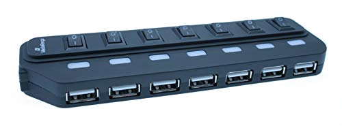 MediaRange USB 2.0 Verteiler 1:7 mit separaten Schaltern, bus powered, schwarz von MediaRange